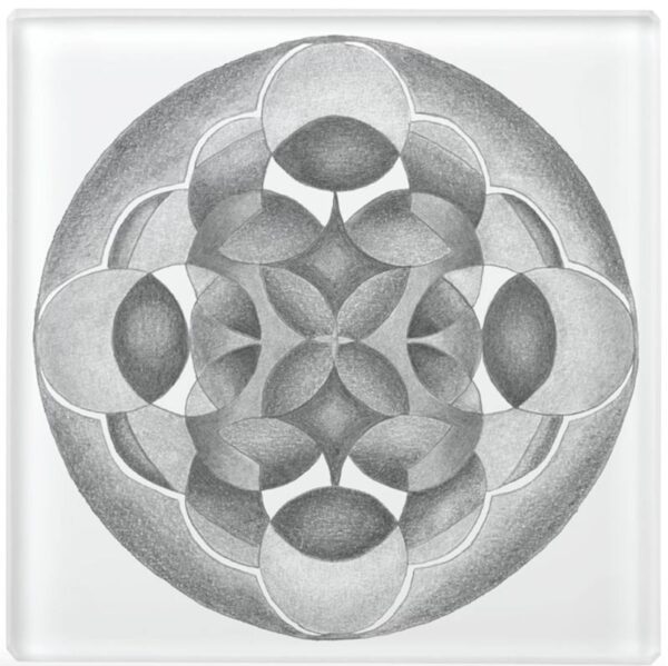 good and evil mandala glass coaster