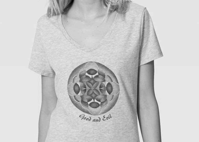 good and evil mandala t-shirt